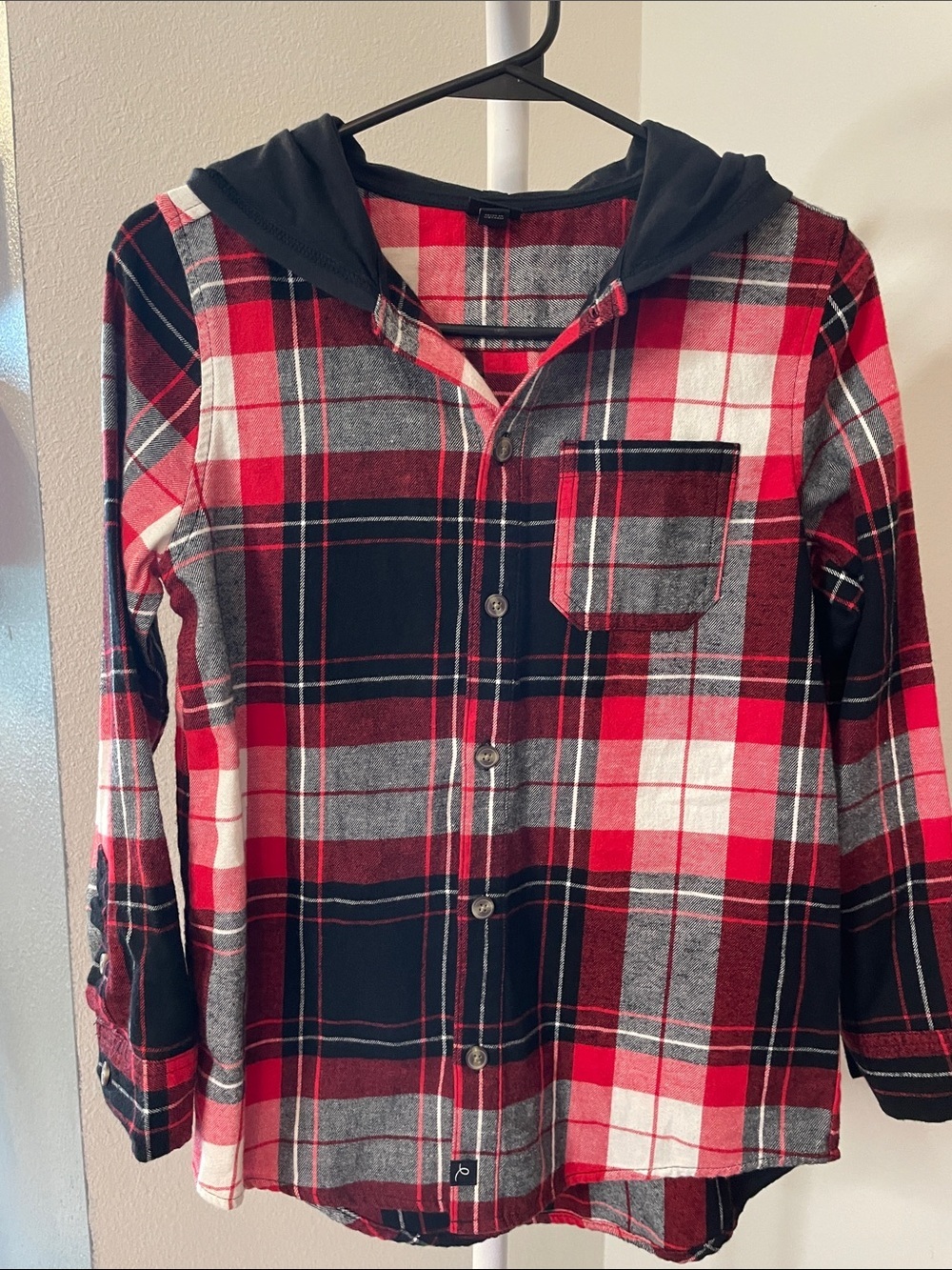art class Red and Black Plaid Shirt with Hood